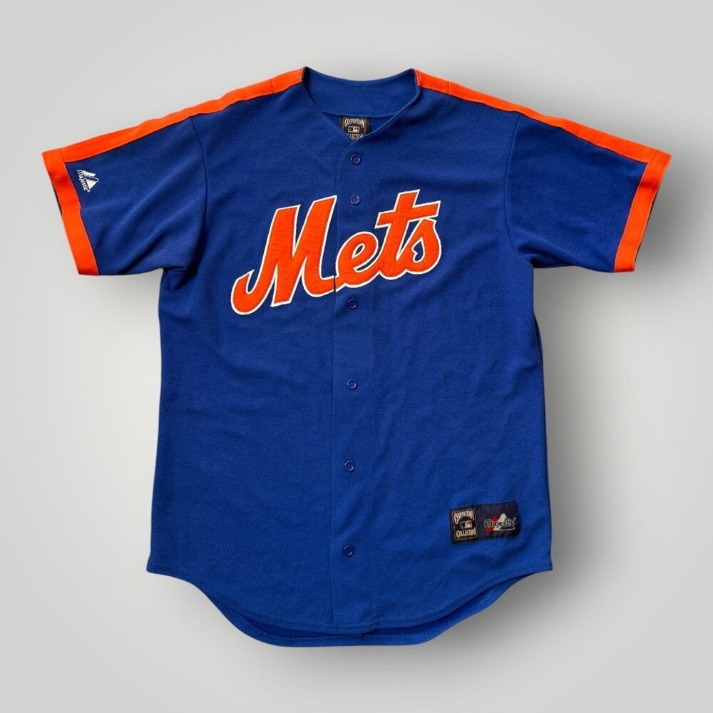 New York Mets Majestic Cooperstown Collection MLB Baseball Jersey Men’s L Blue